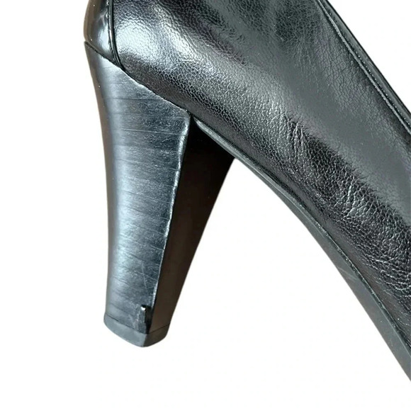 Naturalizer N5 8M Lockhart pitch black leather peeptoe shoe - Picture 3 of 8